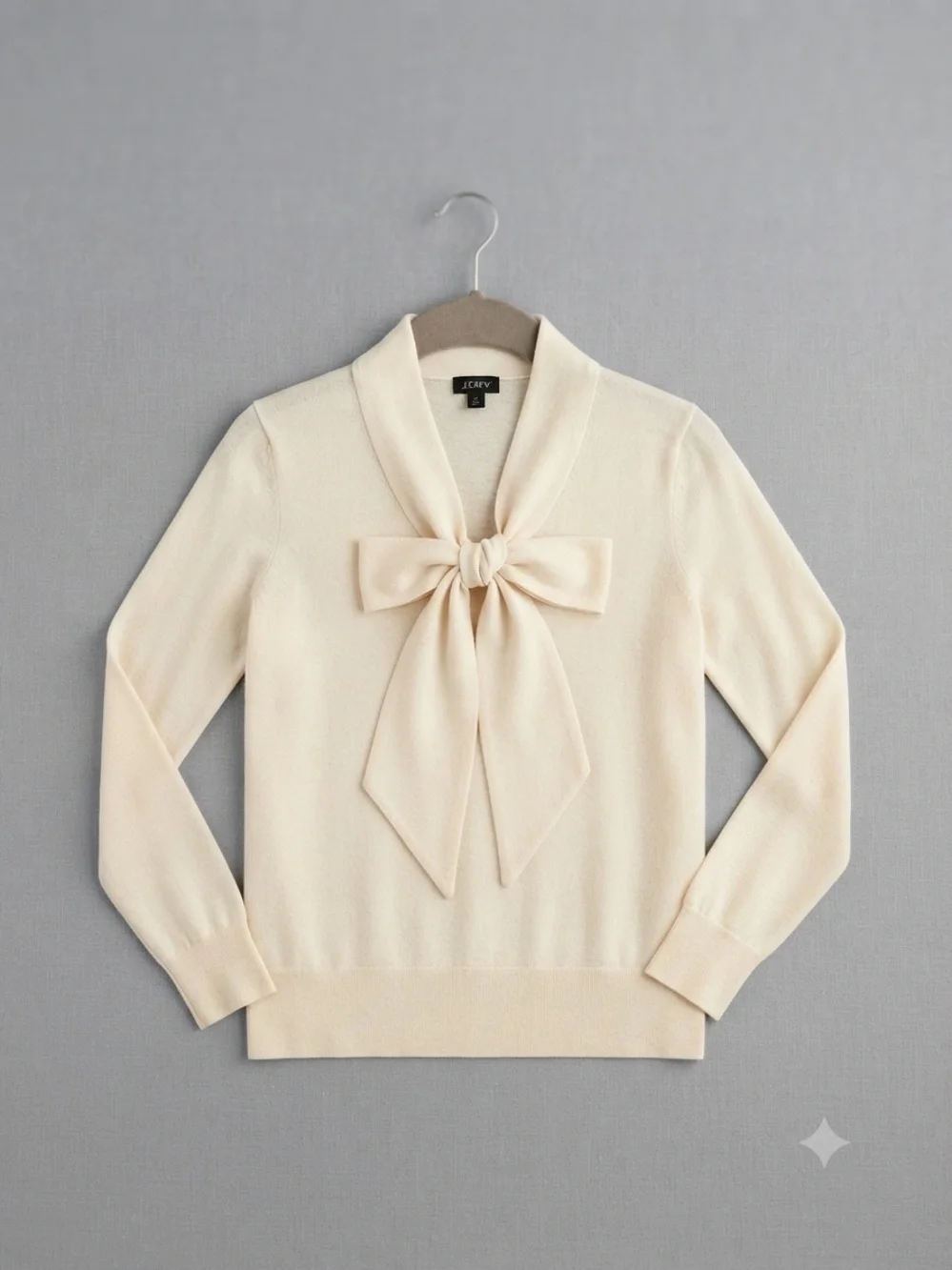 J. Crew Cream Tie-Neck 100% Wool Sweater